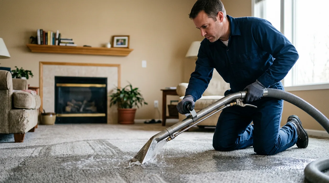 Water damage restoration technician working near Rio Vista, TX
